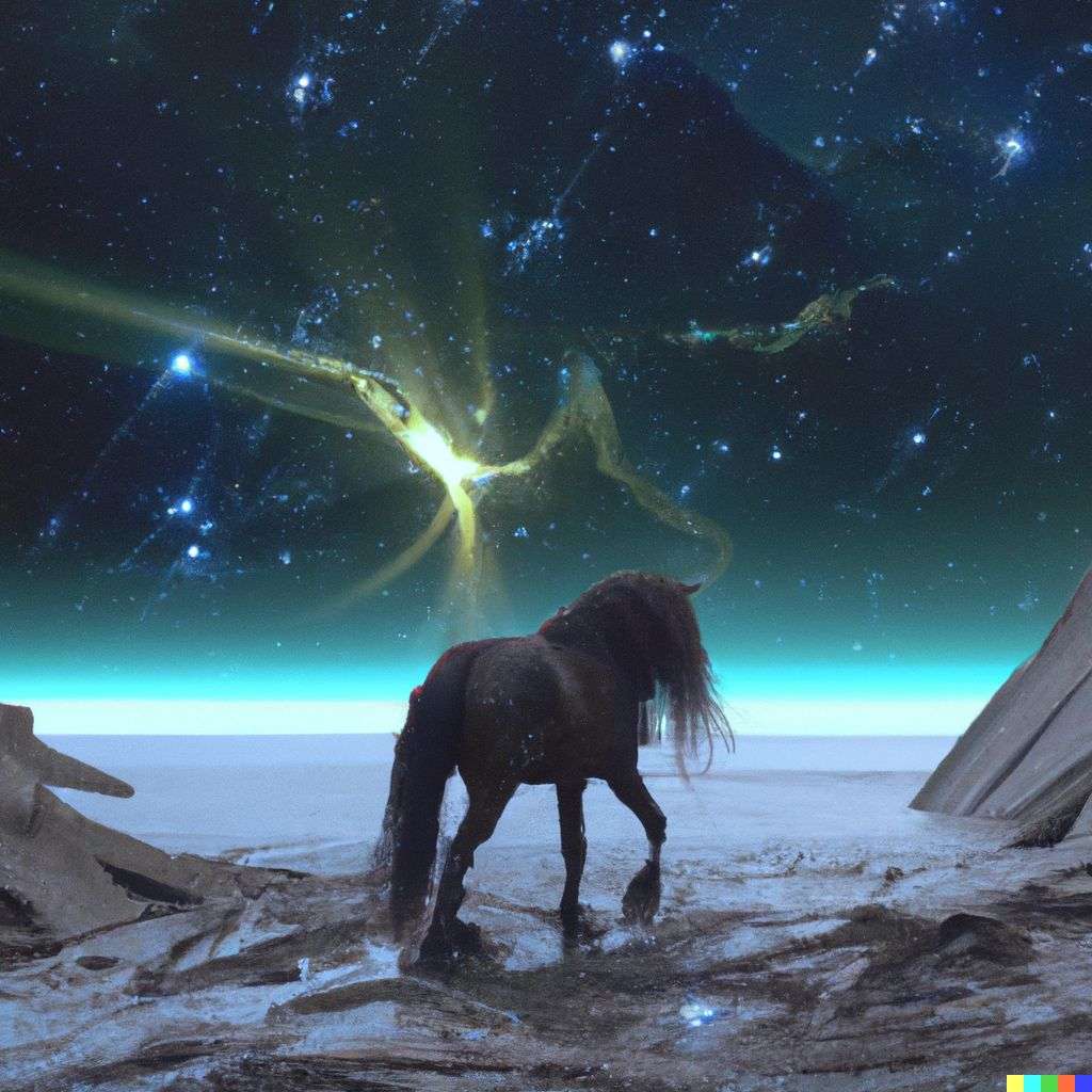 a horse in a futurescape
